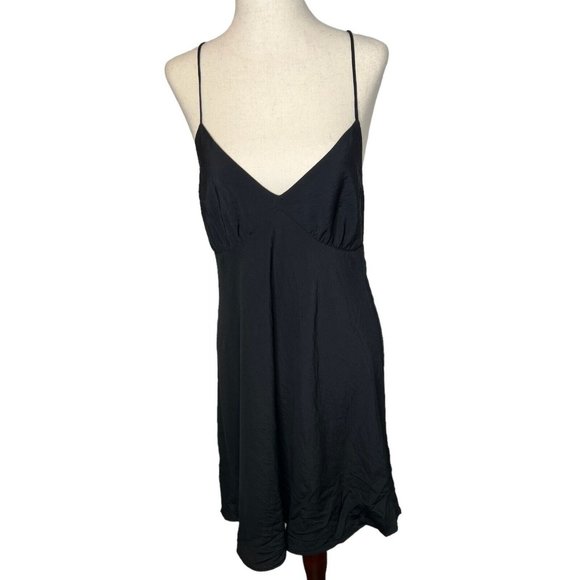 Madewell $88 Layton Mini Slip Dress in Black Size 8 NL091 - Picture 4 of 9